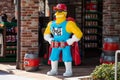 Orlando, USA - Feb. 12, 2021: Duff Man statue in simpsons theme park Royalty Free Stock Photo