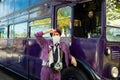 Orlando, USA - Feb. 12, 2021: Harry Potter knight bus in Universal Studios