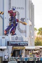 Orlando, USA - Feb. 12, 2021: Statue of Optimus Prime transformer on top of the attraction Royalty Free Stock Photo
