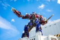 Orlando, USA - Feb. 12, 2021: Statue of Optimus Prime transformer on top of the attraction
