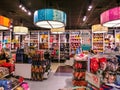 Orlando, USA - May 10, 2018: The colorful toys at Disney store indoor shopping mall Orlando premium outlet at Orlando