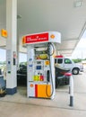 Orlando, USA - May 8, 2018: Filling nozzles at a Shell gas station. Royalty Free Stock Photo