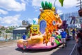 Orlando, USA - May 8, 2018: The large parade with performers at Universal Studio park on May 8, 2018.