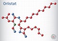 Orlistat molecule. It is lipase inhibitor used in the treatment of obesity. Molecule model. Sheet of paper in a cage Royalty Free Stock Photo