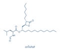 Orlistat obesity drug molecule. Skeletal formula. Royalty Free Stock Photo