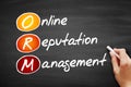 ORM - Online Reputation Management, acronym business concept on blackboard