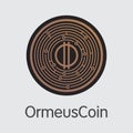 Ormeuscoin Cryptocurrency Coin. Vector Web Icon of ORME. Royalty Free Stock Photo