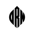 ORN circle letter logo design with circle and ellipse shape. ORN ellipse letters with typographic style. The three initials form a