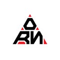 ORN triangle letter logo design with triangle shape. ORN triangle logo design monogram. ORN triangle vector logo template with red
