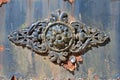 Ornament on an abandoned iron gate