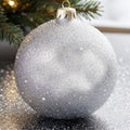 Ornament, Bulb, Christmas, White Speckles, Glittered