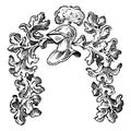 Ornament with calligraphic elements in baroque style. Medieval vintage heraldry. Flourishing Decoration for the coats of