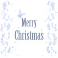 Ornament decorative of blue leaf flower frame, for greeting card merry christmas. Vector Royalty Free Stock Photo