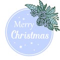 Ornament decorative of blue leaf flower frame, for greeting card merry christmas. Vector Royalty Free Stock Photo