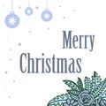 Ornament decorative of blue leaf flower frame, for greeting card merry christmas. Vector Royalty Free Stock Photo