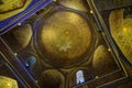 Ornament of the dome and interior of the Gur Emir mausoleum in Samarkand, Uzbekistan. Muslim oriental traditional