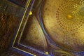 Ornament of the dome and interior of the Gur Emir mausoleum in Samarkand, Uzbekistan. Muslim oriental traditional