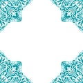 Ornamental frame. Decorative border - corners - turquoise on white background Royalty Free Stock Photo