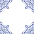 Ornamental frame. Decorative border - corners - blue on white background Royalty Free Stock Photo