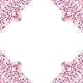 Ornamental frame. Decorative border - corners - violet on white background Royalty Free Stock Photo