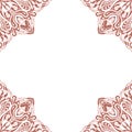 Ornamental frame. Decorative border - corners - dark pink red on white background Royalty Free Stock Photo