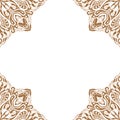 Ornamental frame. Decorative border - corners -orange brown on white background Royalty Free Stock Photo