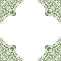 Ornamental frame. Decorative border - corners -green on white background Royalty Free Stock Photo