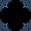 Ornamental frame. Decorative border - corners - blue on black background Royalty Free Stock Photo