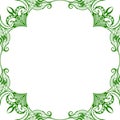 Ornamental frame. Decorative border - strong green on white background Royalty Free Stock Photo