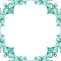 Ornamental frame. Decorative border - green turquoise corners on white background background Royalty Free Stock Photo