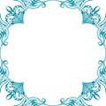 Ornamental frame. Decorative border - strong turquoise corners on white background Royalty Free Stock Photo