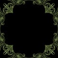 Ornamental frame. Decorative border - dirty green on black background Royalty Free Stock Photo