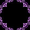 Ornamental frame. Decorative border - strong purple on black background Royalty Free Stock Photo