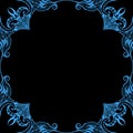 Ornamental frame. Decorative border - strong blue on black background Royalty Free Stock Photo