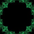 Ornamental frame. Decorative border - minth green on black background Royalty Free Stock Photo