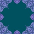 Ornamental frame. Decorative border - corners - blue on dark turquoise background Royalty Free Stock Photo