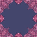 Ornamental frame. Decorative border - corners - purple on dark blue background Royalty Free Stock Photo