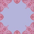 Ornamental frame. Decorative border - corners - pink on light blue background Royalty Free Stock Photo