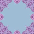 Ornamental frame. Decorative border - corners - purple pink on light turquoise background Royalty Free Stock Photo