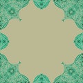 Ornamental frame. Decorative border - corners - green on light background Royalty Free Stock Photo
