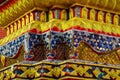 Ornament mosaic on of buddhist temple Wat in Thailand