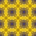 Ornament. Multicolored seamless geometric pattern with the image of circles and flowers.Yelow background.