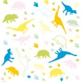 The ornament of multicolored silhouettes of dinosaurs.