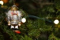 Ornament nutcracker Christmas tree macro Royalty Free Stock Photo