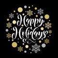 Ornament pattern background Happy Holidays golden decoration text Royalty Free Stock Photo