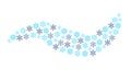 Ornament of snowflakes in the form of waves, curls or snow blizzard. Vector illustration
