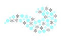 Ornament of snowflakes in the form of waves, curls or snow blizzard. Vector illustration