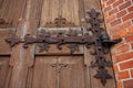 Medieval door of the church in Rokiskis, Lithuania Royalty Free Stock Photo