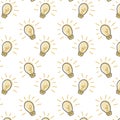 An ornament with yellow light bulbs on a white background. A doodle-style pattern Royalty Free Stock Photo