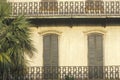 Ornamental apartment windows and balcony, Savannah, GA Royalty Free Stock Photo